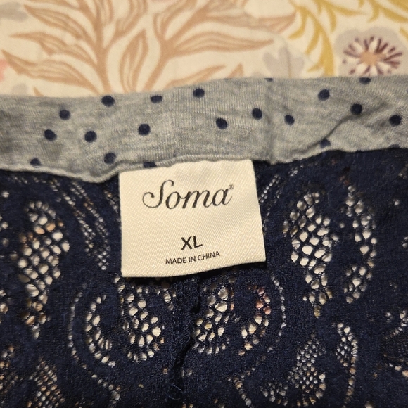 Soma Gray & Blue Lace Pajama Top - Picture 2 of 6